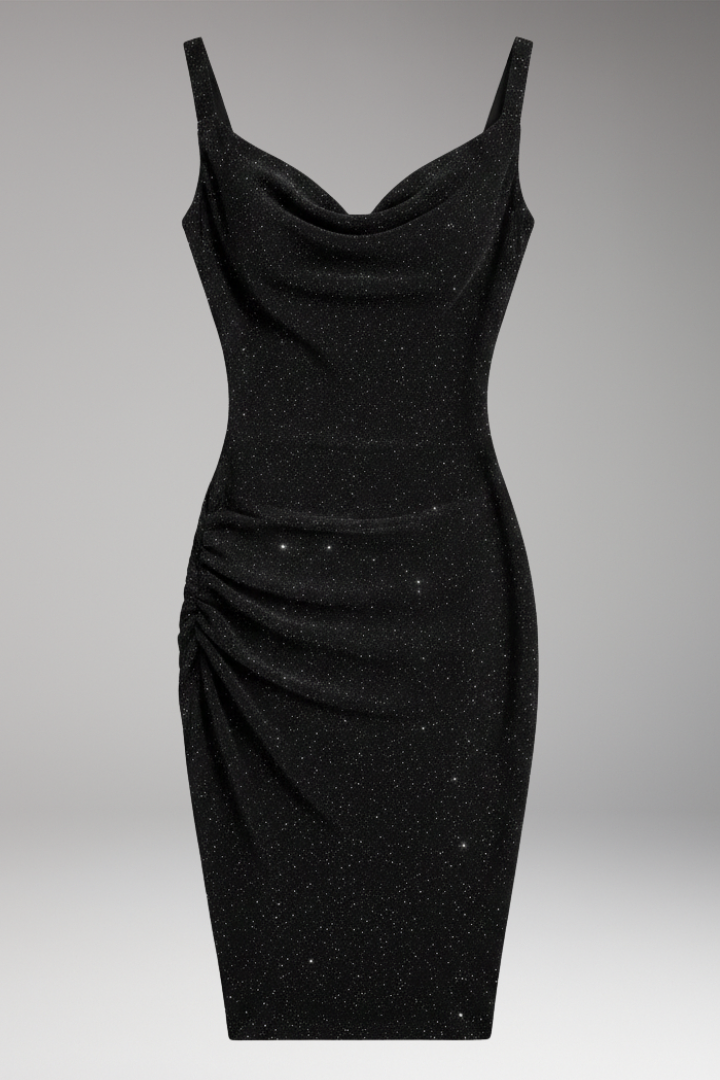 Women’s Bodycon Dress with Sleeveless Design and Glitter Finish