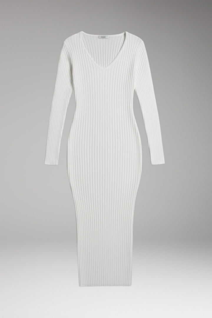 Women’s Bodycon Midi Dress with Ribbed Knit and Stretch Fit