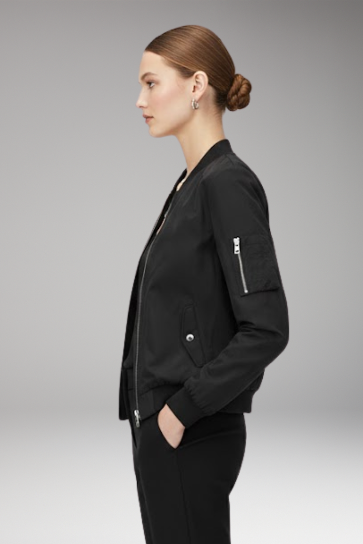 Women’s Bomber Jacket with Adjustable Hem and Elastic Cuffs