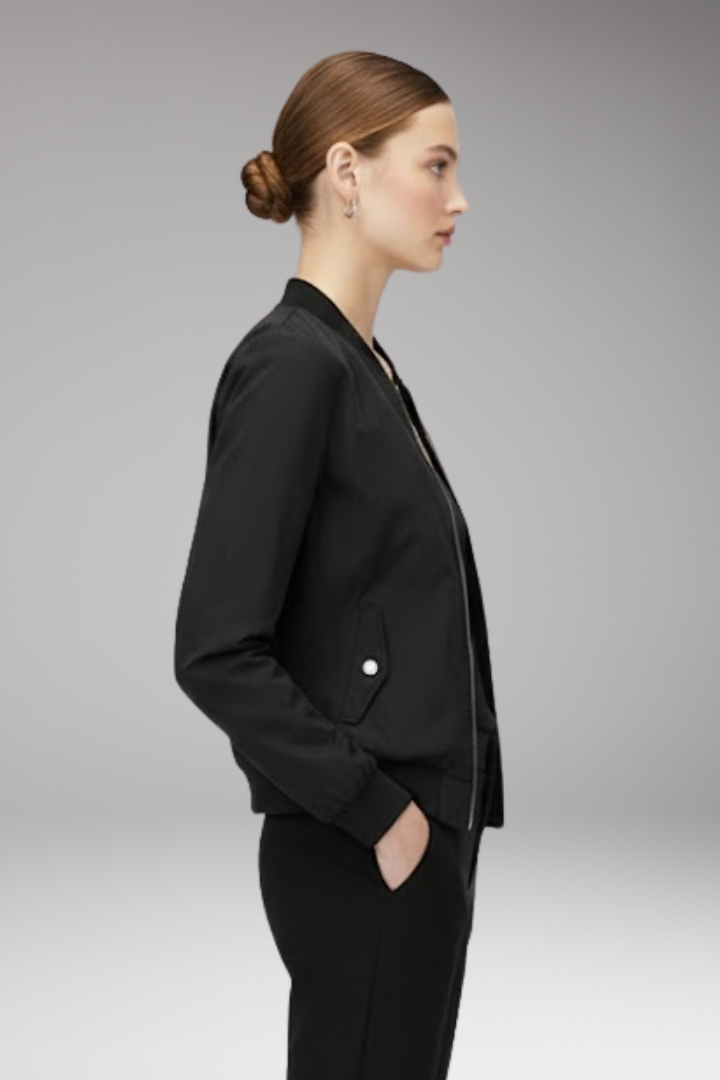Women’s Bomber Jacket with Adjustable Hem and Elastic Cuffs