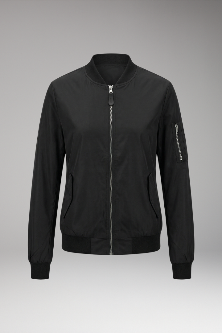 Women’s Bomber Jacket with Adjustable Hem and Elastic Cuffs