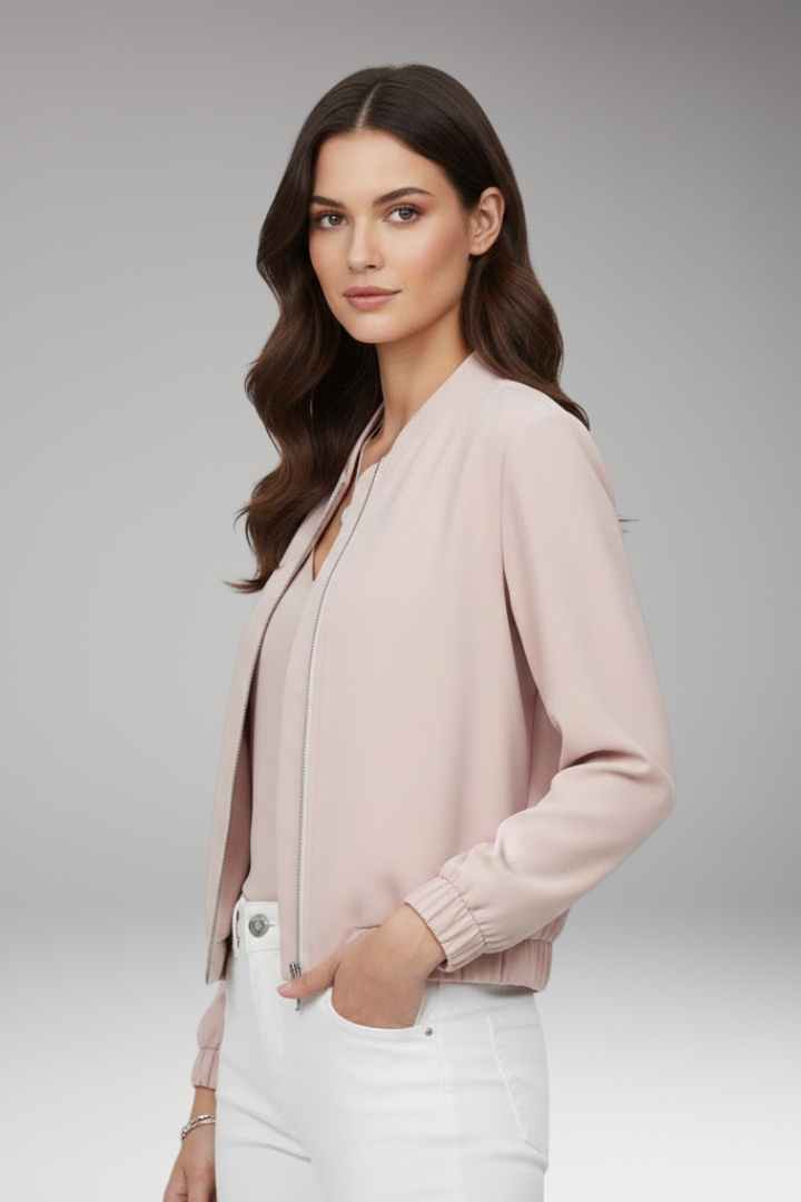 Women’s Bomber Jacket with Closure and Short Length