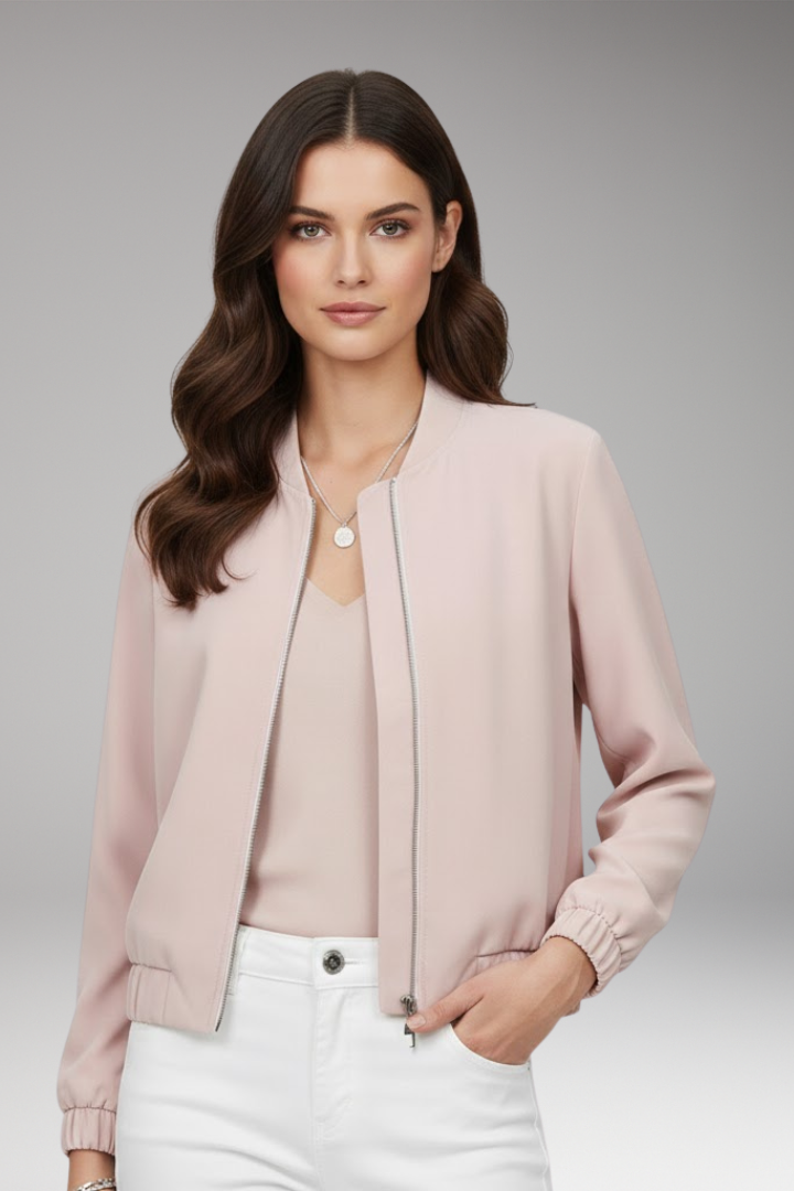 Women’s Bomber Jacket with Closure and Short Length