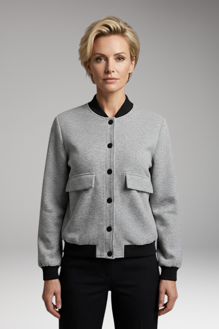 Women’s Bomber Jacket with Colour Blocking and Long Sleeves