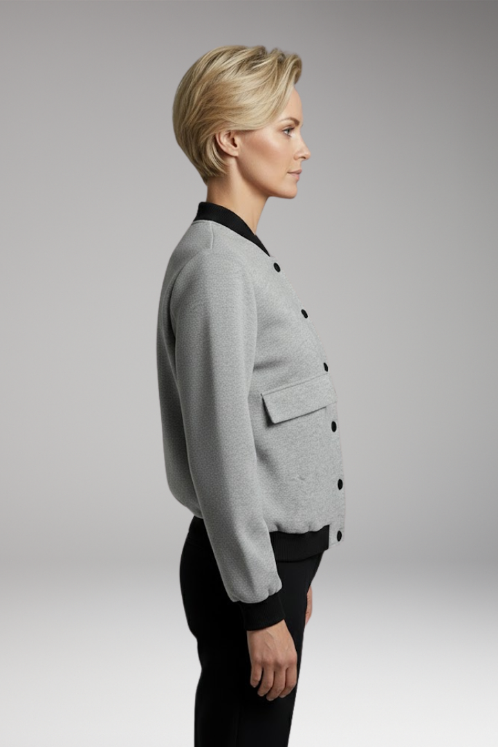 Women’s Bomber Jacket with Colour Blocking and Long Sleeves