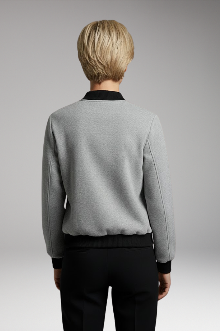 Women’s Bomber Jacket with Colour Blocking and Long Sleeves