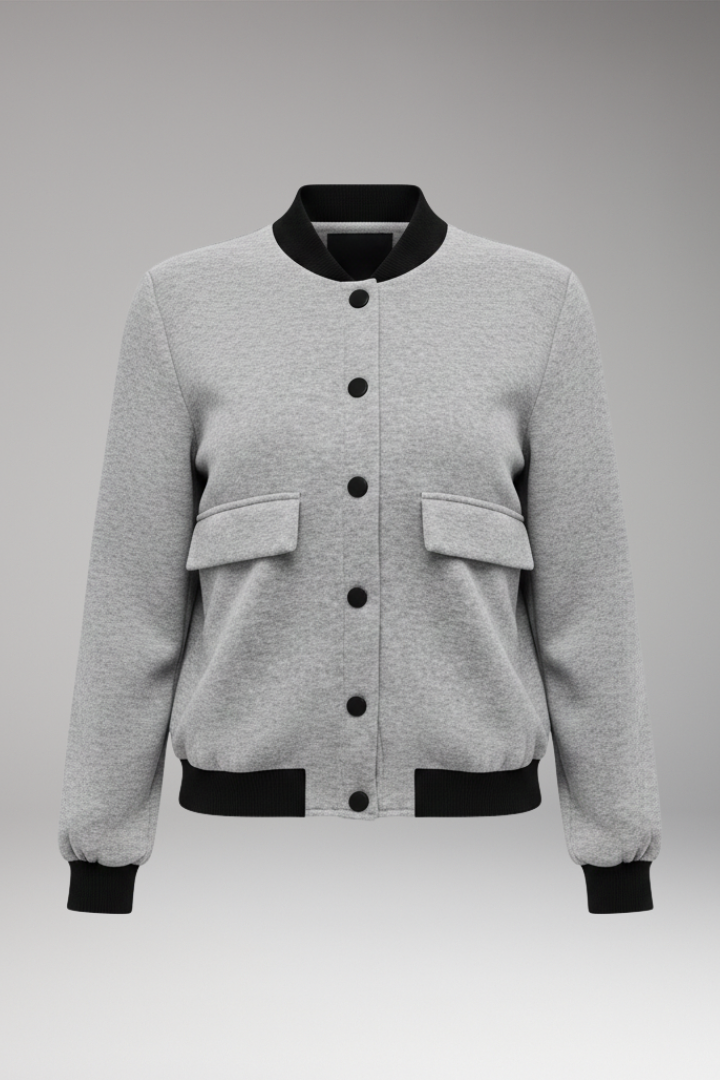Women’s Bomber Jacket with Colour Blocking and Long Sleeves