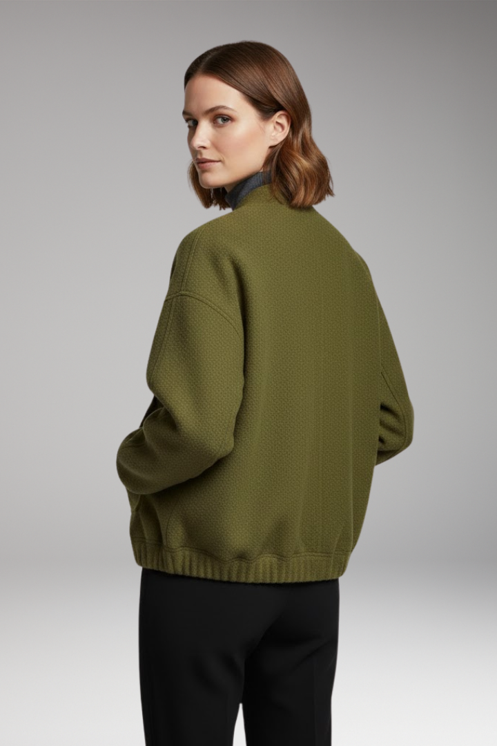 Women’s Bomber Jacket with Front Fastening and Long Sleeves