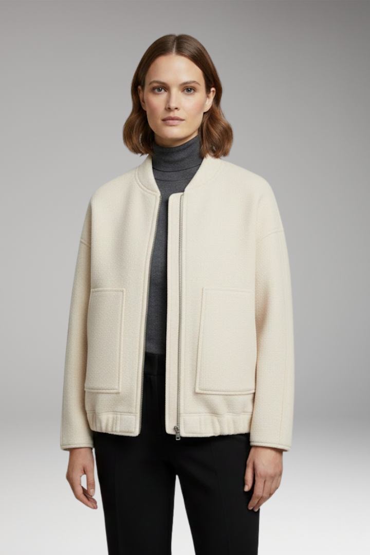 Women’s Bomber Jacket with Front Fastening and Long Sleeves