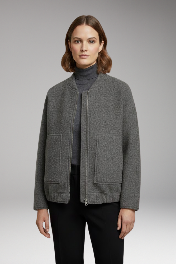 Women’s Bomber Jacket with Front Fastening and Long Sleeves
