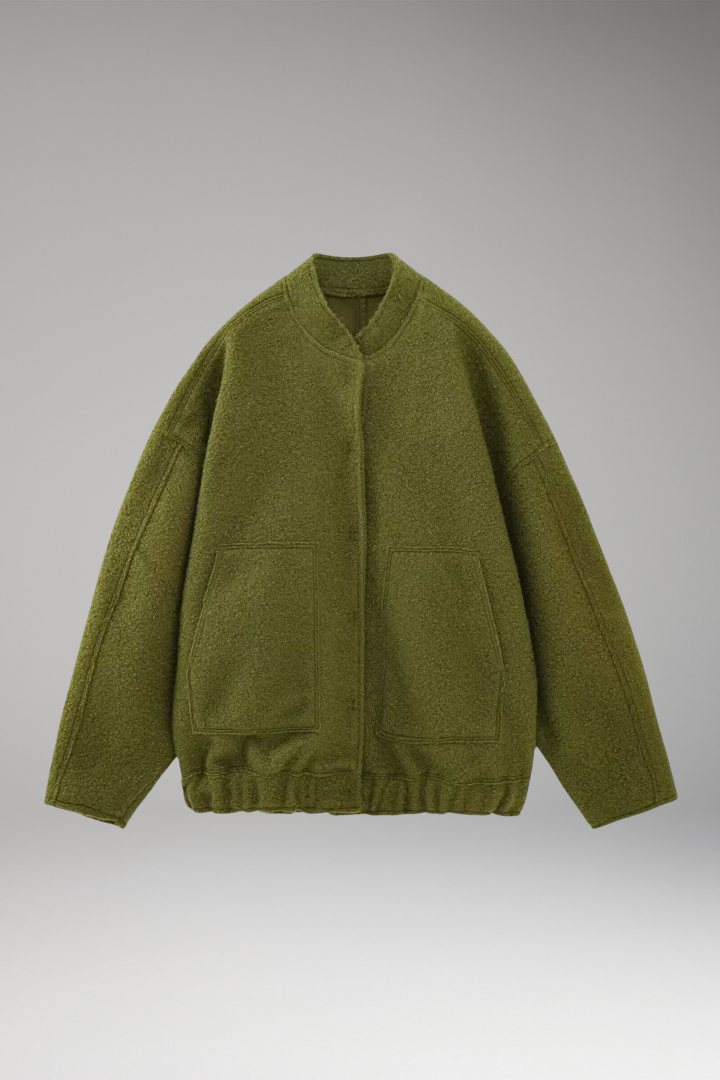 Women’s Bomber Jacket with Front Fastening and Long Sleeves