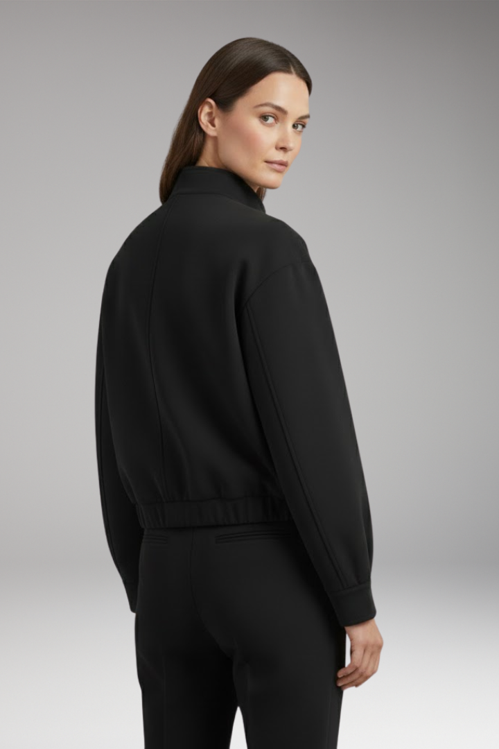 Women’s Bomber Jacket with Front Closure and Pocket Arrangement