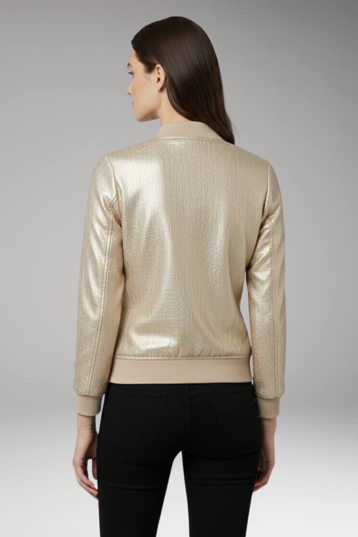 Women’s Bomber Jacket with Front Closure and Pockets