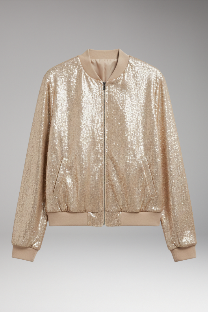 Women’s Bomber Jacket with Front Closure and Side Pockets