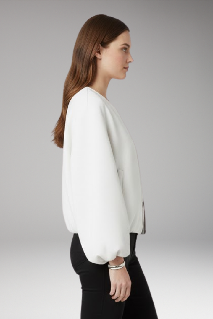 Women’s Bomber Jacket with Front Zip and Ribbed Cuffs