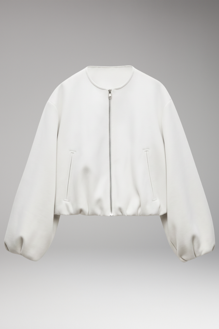 Women’s Bomber Jacket with Front Zip and Ribbed Cuffs