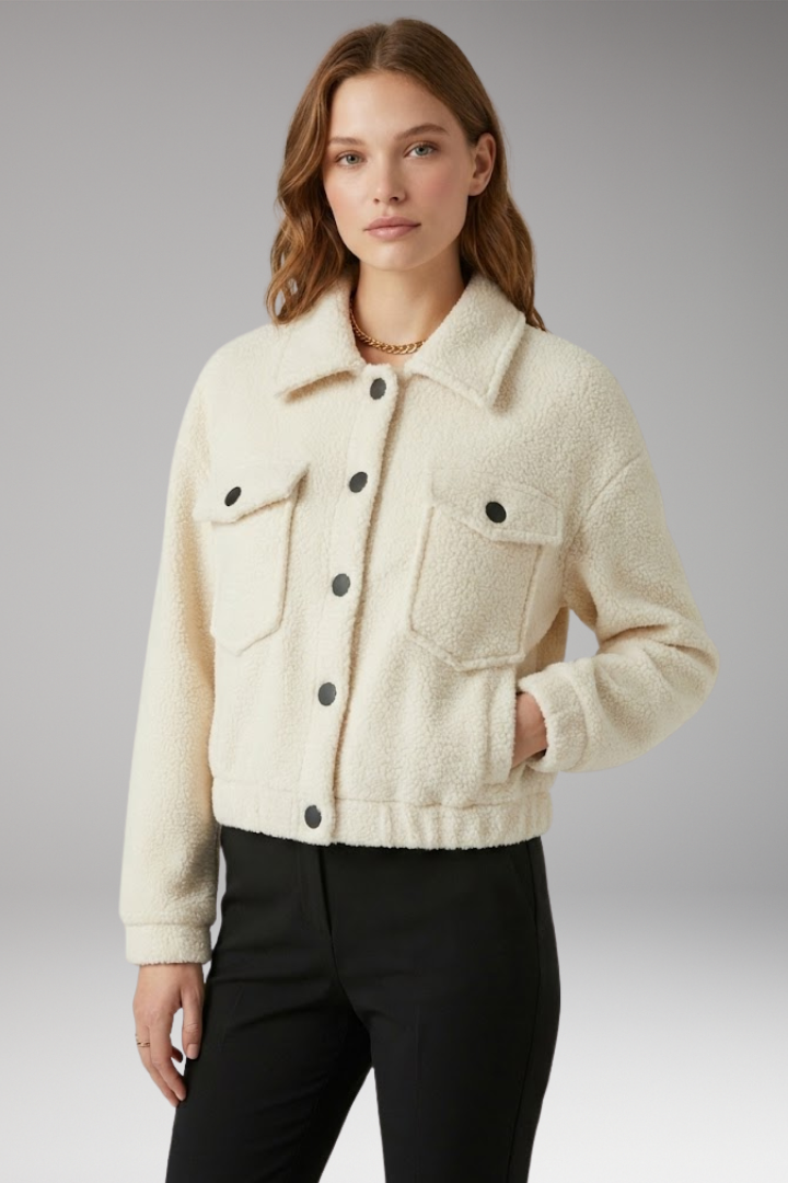 Women’s Bomber Jacket with Front Zipper and Side Pockets