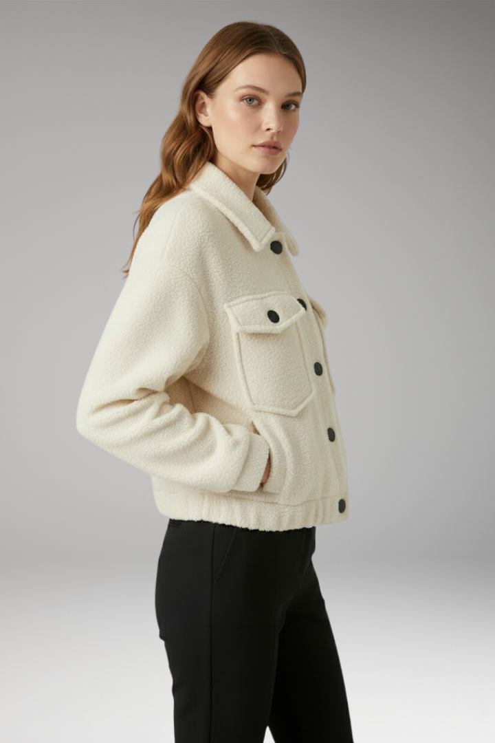 Women’s Bomber Jacket with Front Zipper and Side Pockets