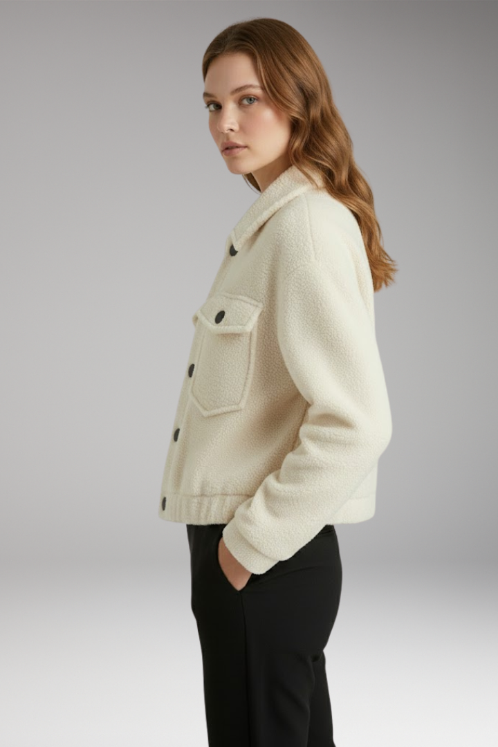 Women’s Bomber Jacket with Front Zipper and Side Pockets