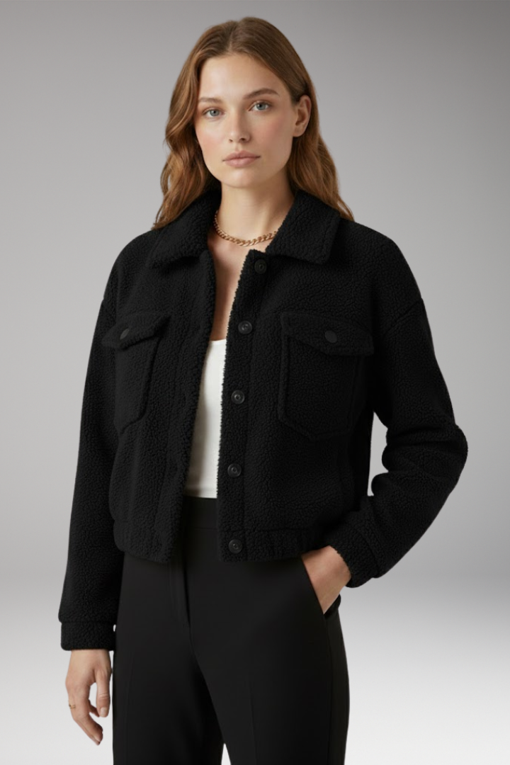Women’s Bomber Jacket with Front Zipper and Side Pockets