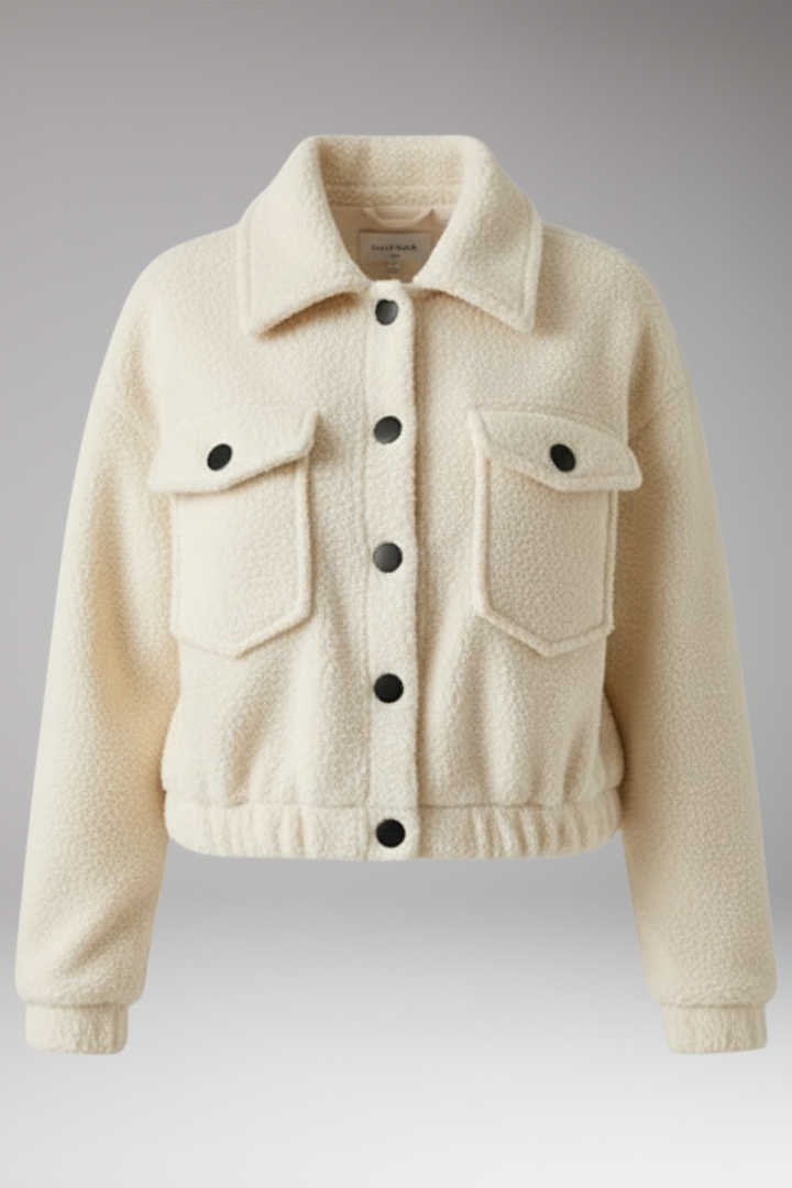 Women’s Bomber Jacket with Front Zipper and Side Pockets