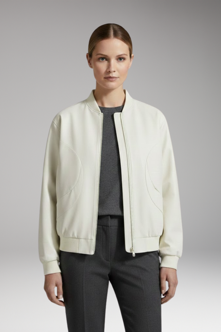 Women’s Bomber Jacket with Full-Length Zipper and Elastic Cuffs