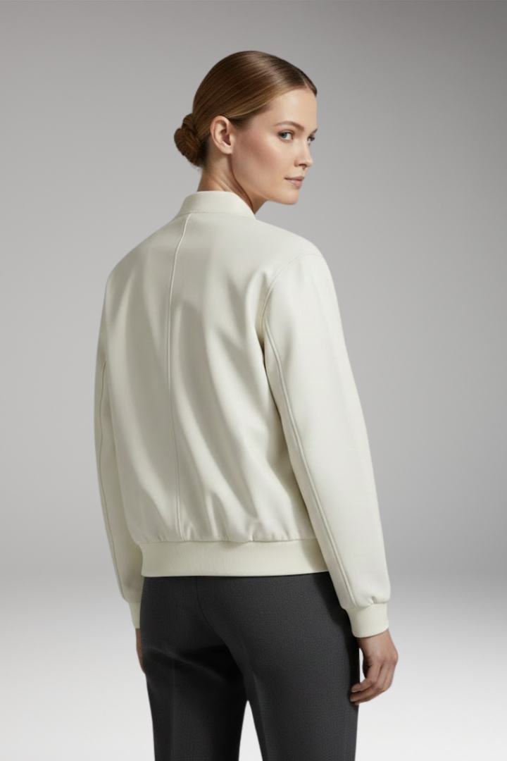 Women’s Bomber Jacket with Full-Length Zipper and Elastic Cuffs
