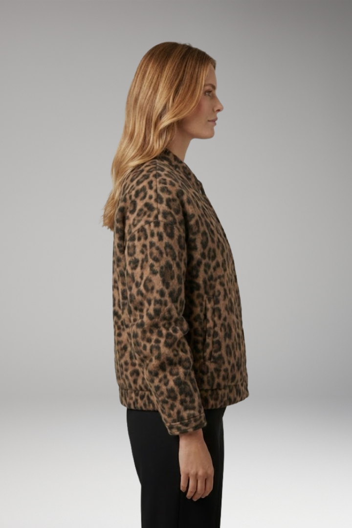 Women’s Bomber Jacket with Gathered Sleeves and Front Closure