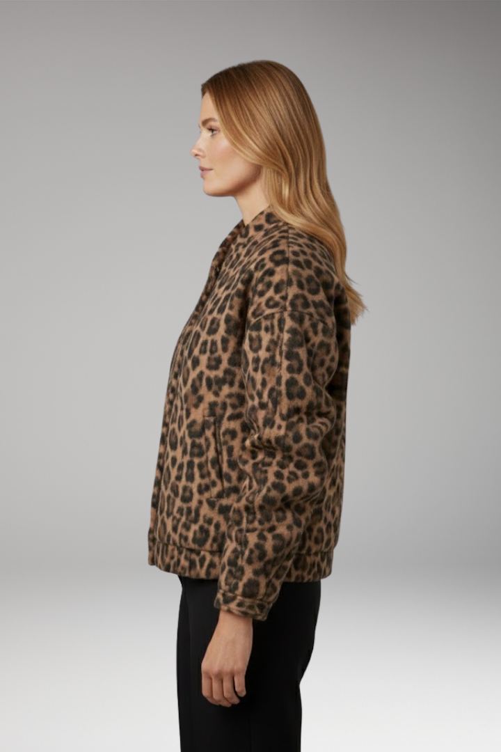 Women’s Bomber Jacket with Gathered Sleeves and Front Closure