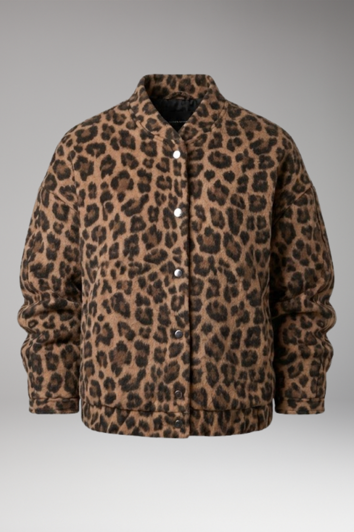 Women’s Bomber Jacket with Gathered Sleeves and Front Closure