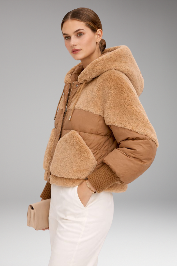 Women’s Bomber Jacket with Hood and Zip Closure