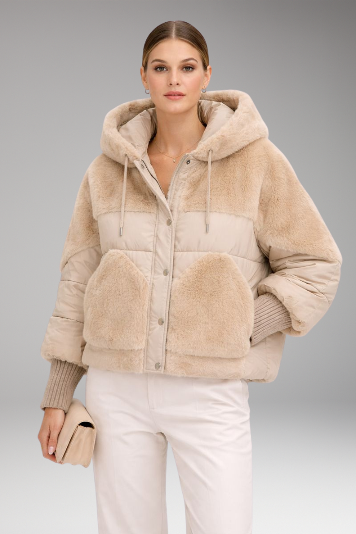 Women’s Bomber Jacket with Hood and Zip Closure
