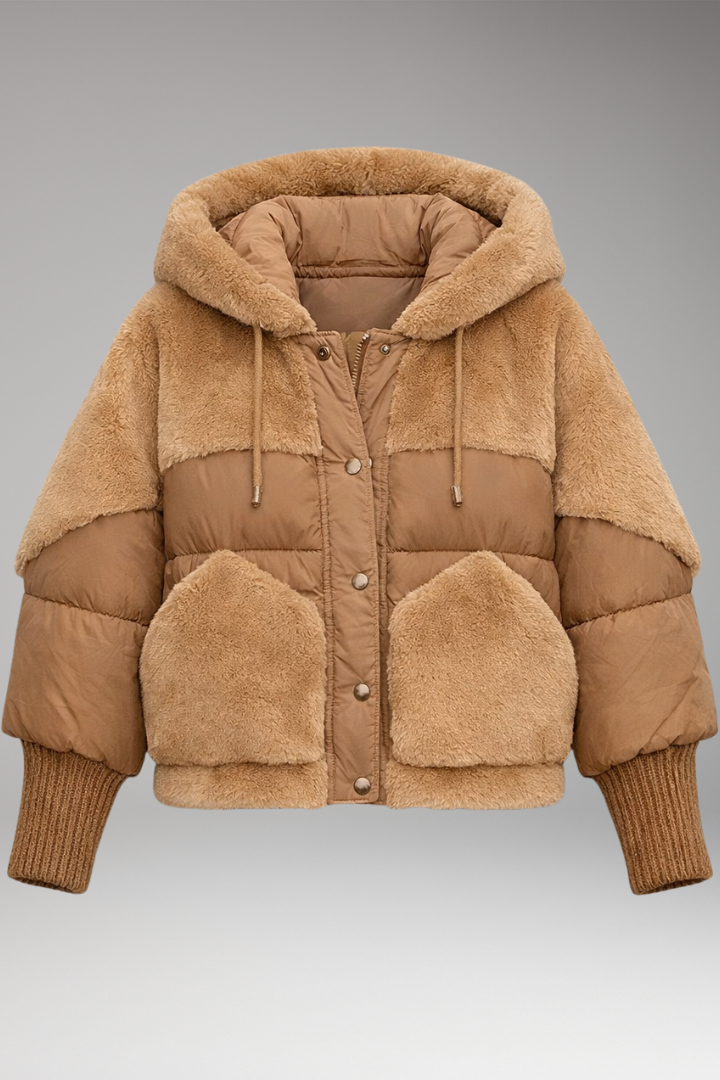 Women’s Bomber Jacket with Hood and Zip Closure