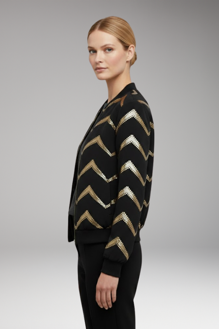 Women’s Bomber Jacket with Metallic Details and Sporty Cut