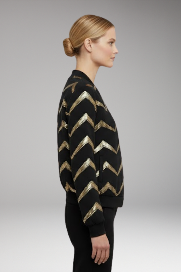 Women’s Bomber Jacket with Metallic Details and Sporty Cut