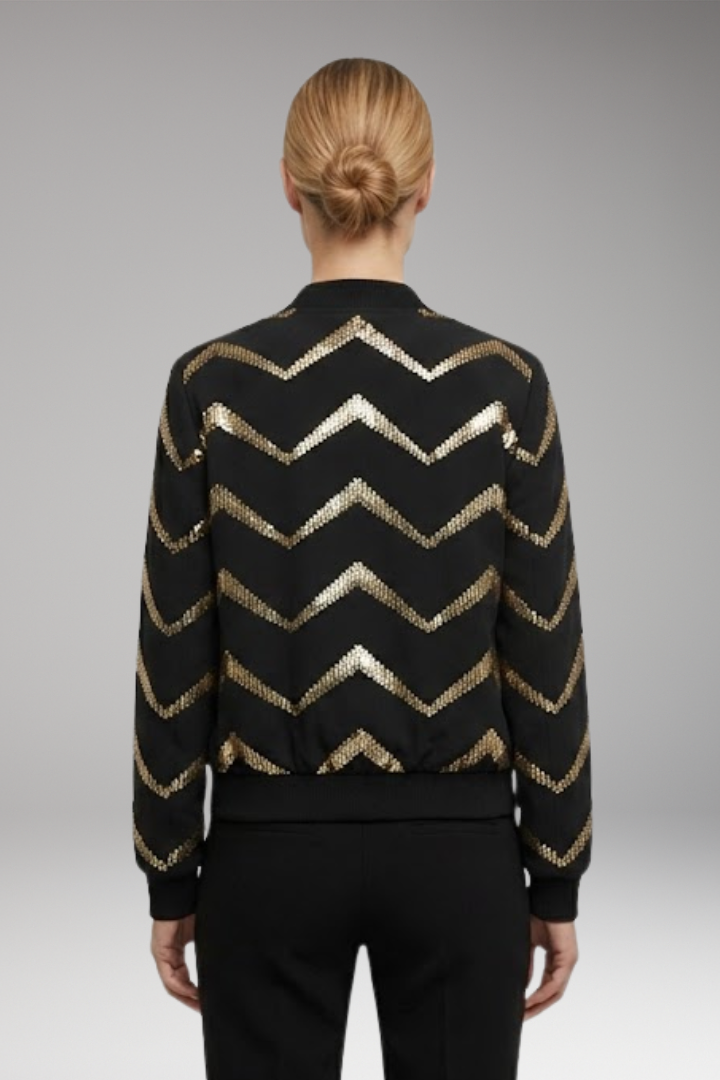 Women’s Bomber Jacket with Metallic Details and Sporty Cut