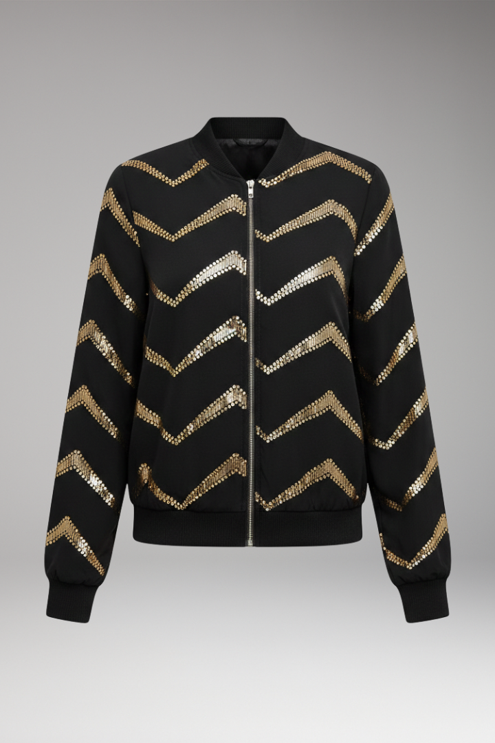 Women’s Bomber Jacket with Metallic Details and Sporty Cut