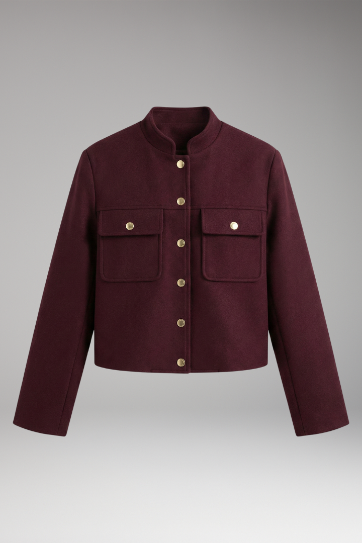 Women’s Bomber Jacket with O-Neckline and Long Sleeves