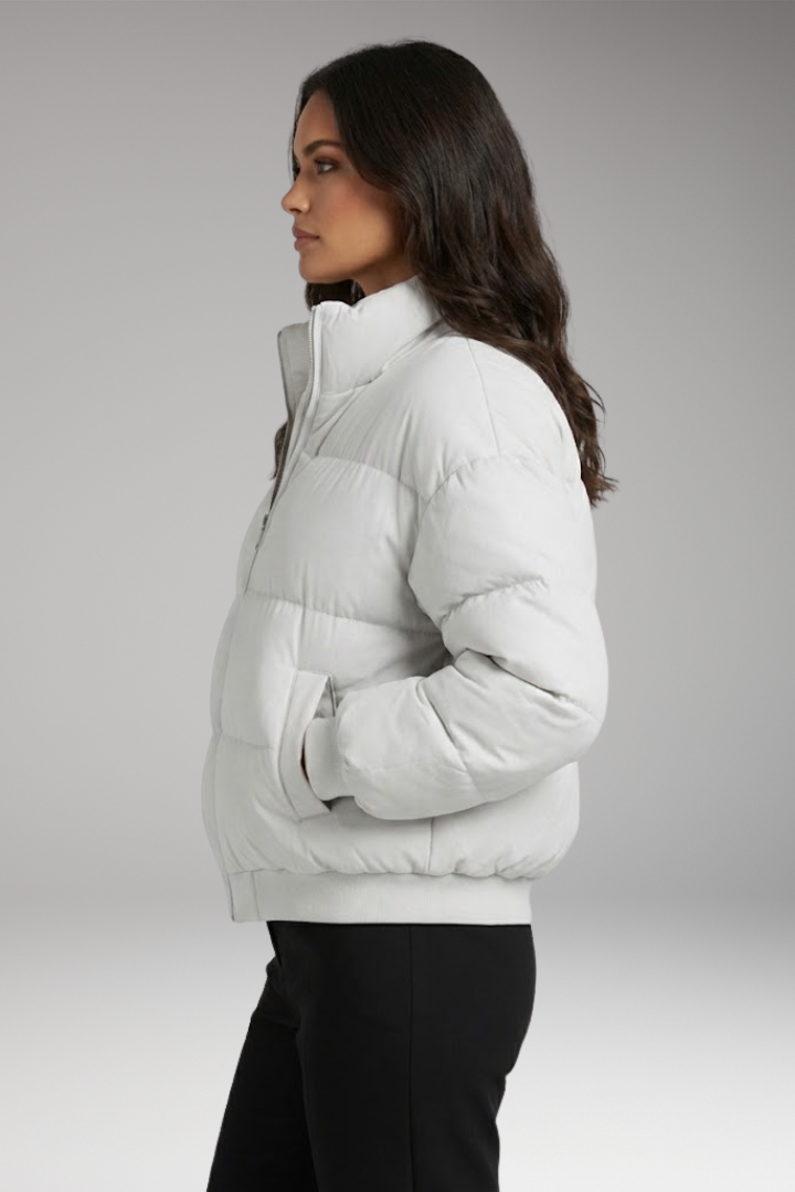 Women’s Bomber Jacket with Outer Shell and Detachable Hood