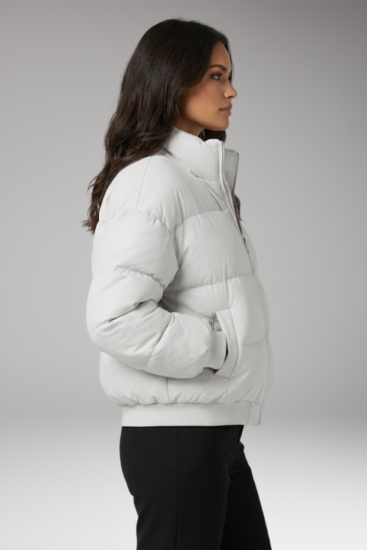 Women’s Bomber Jacket with Outer Shell and Detachable Hood