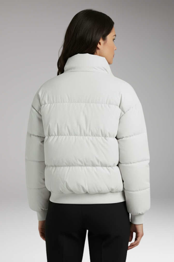 Women’s Bomber Jacket with Outer Shell and Detachable Hood