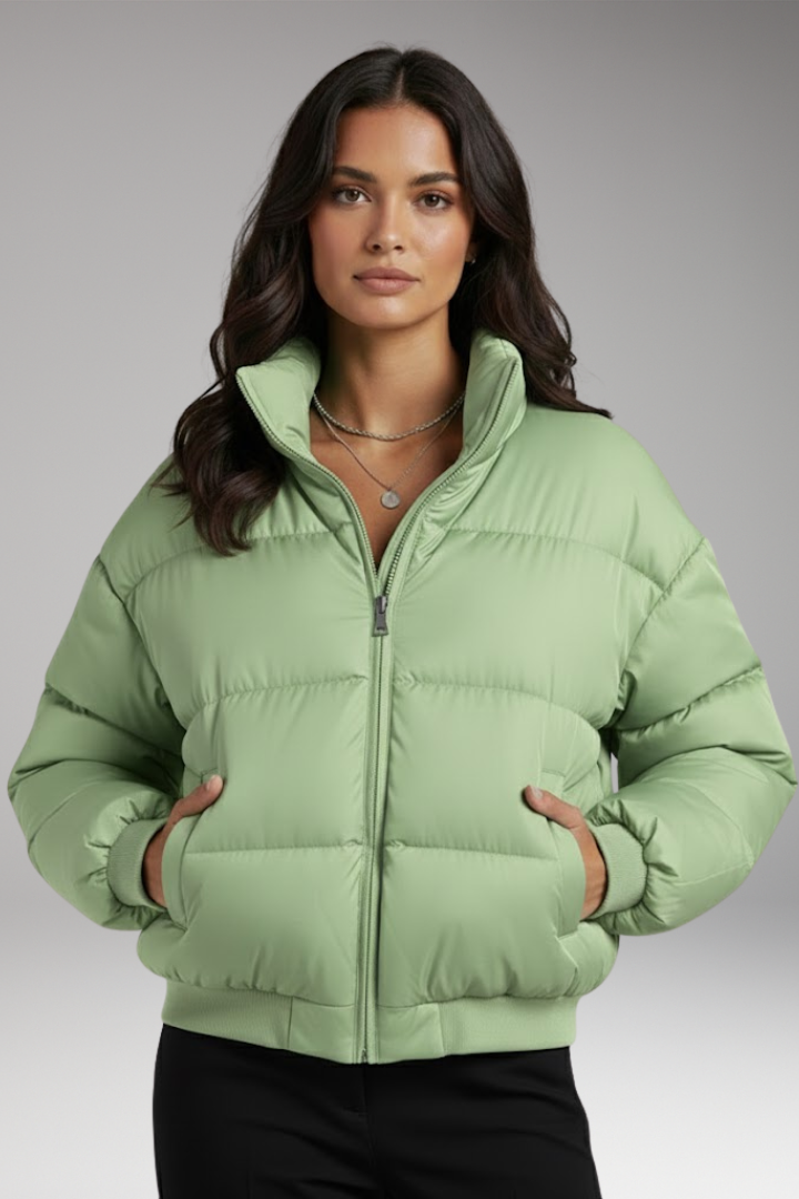 Women’s Bomber Jacket with Outer Shell and Detachable Hood