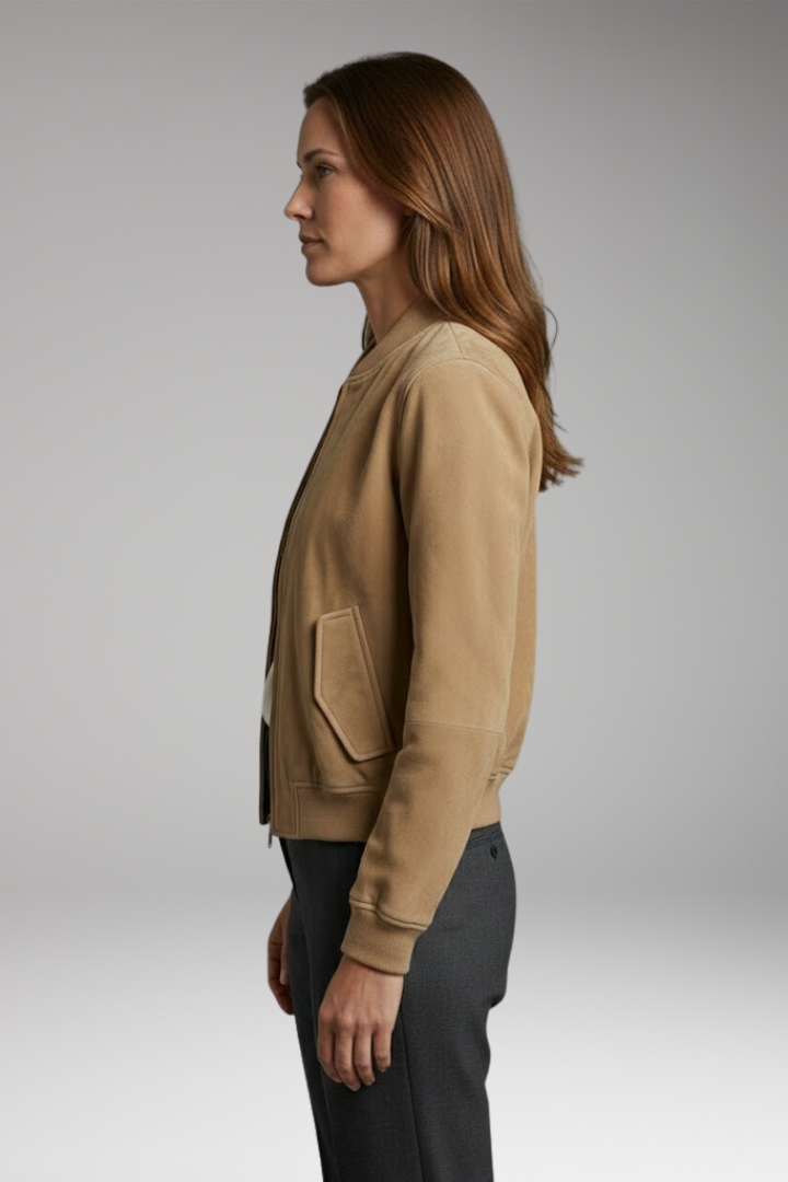 Women’s Bomber Jacket with Pockets and Sturdy Design