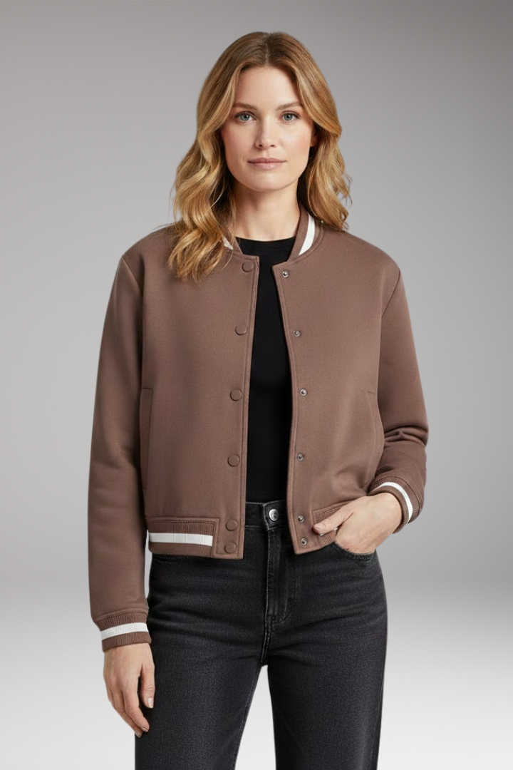 Women’s Bomber Jacket with Practical Pockets and Trendy Cut