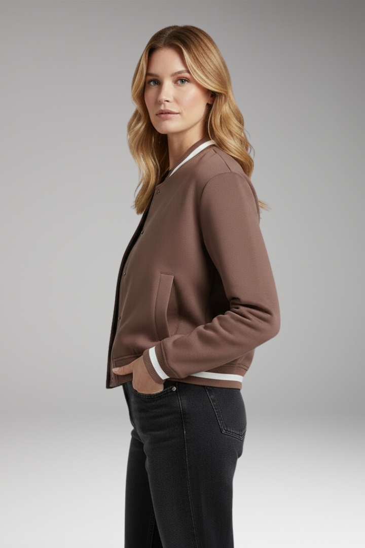 Women’s Bomber Jacket with Practical Pockets and Trendy Cut