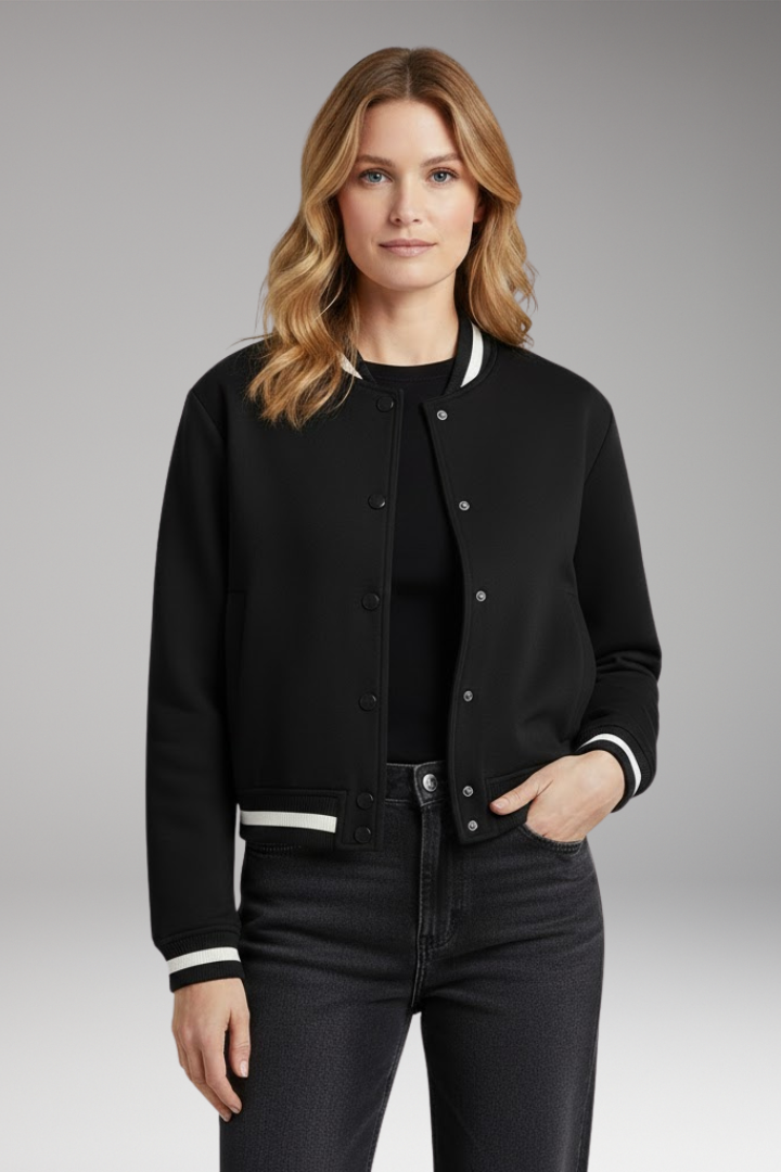 Women’s Bomber Jacket with Practical Pockets and Trendy Cut