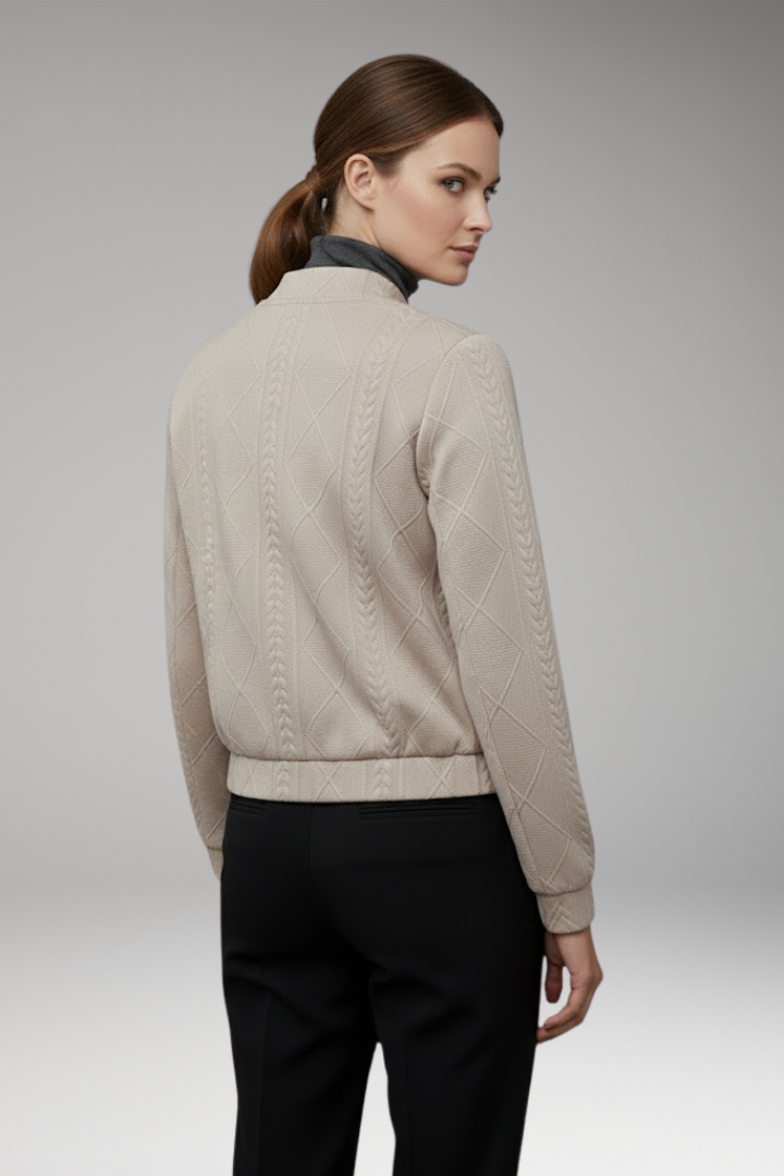 Women’s Bomber Jacket with Ribbed Cuffs and Front Fastening