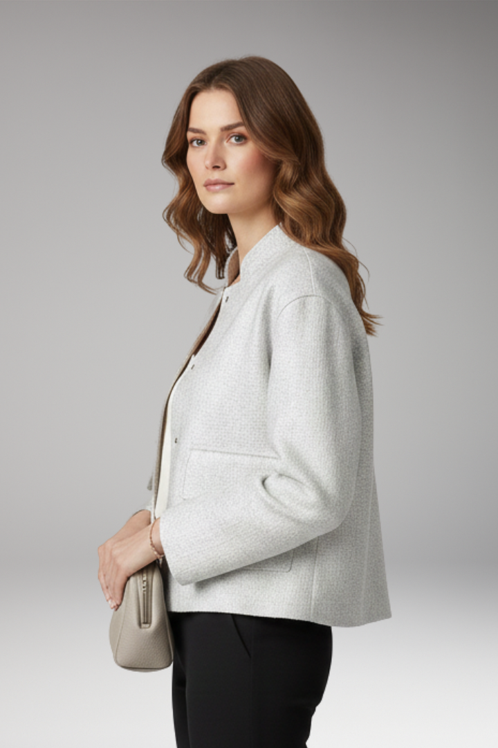 Women’s Bomber Jacket with Sequined Surface and Front Zip
