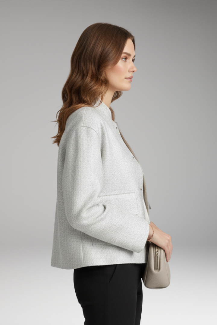 Women’s Bomber Jacket with Sequined Surface and Front Zip