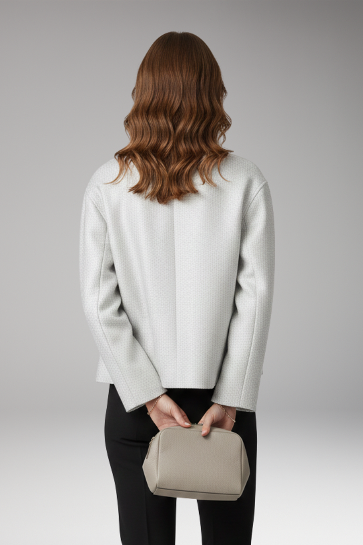 Women’s Bomber Jacket with Sequined Surface and Front Zip